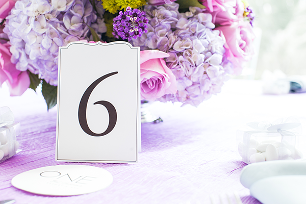 flower arrangement on banquet table